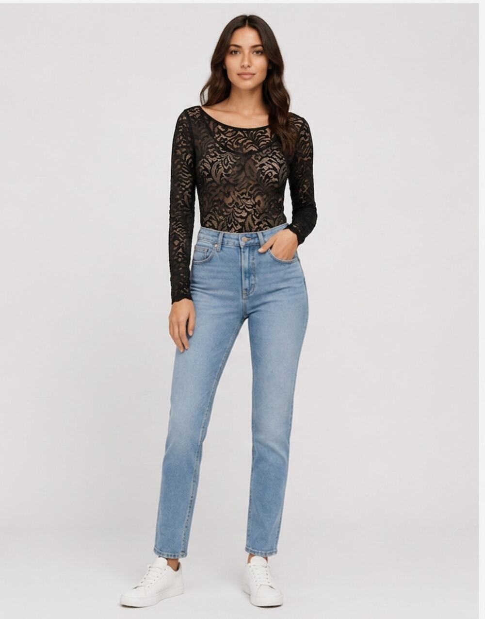 NWT Donna Karan New York Mosaic Floral Stretch Bodysuit Women Size M